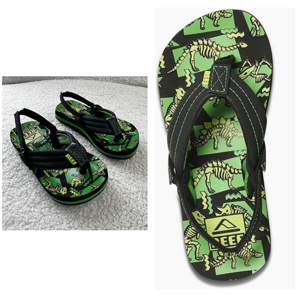 Reef Little Ahi Glow Sandal in Dinosaurs